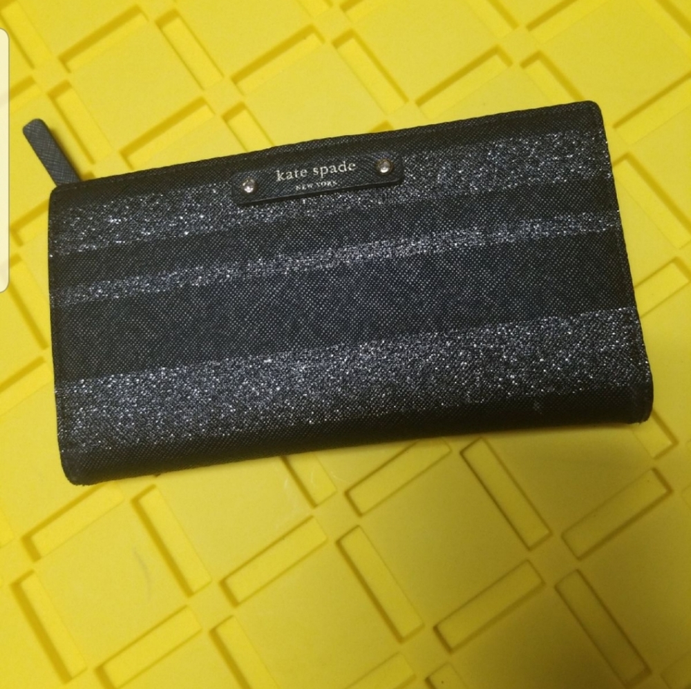 Kate Spade black and glitter wallet